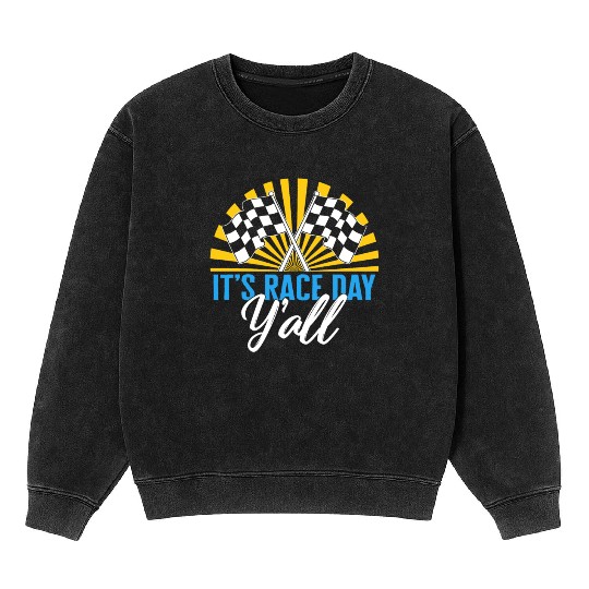 It's Race Day Y'all Mineral Wash Sweatshirts, Race Day Checkered