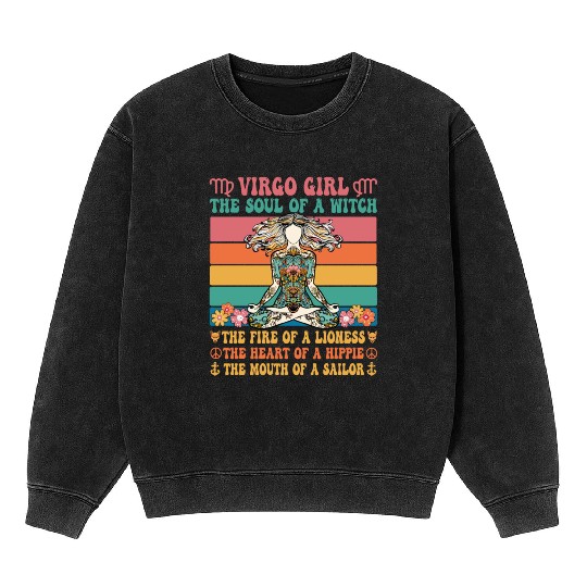 Virgo Girl Astrology Sign Mineral Wash Sweatshirts