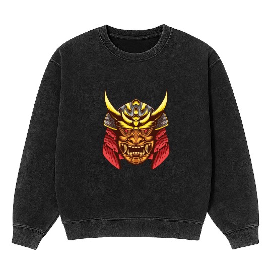 Anime Samurai Legendary Mask Mineral Wash Sweatshirts