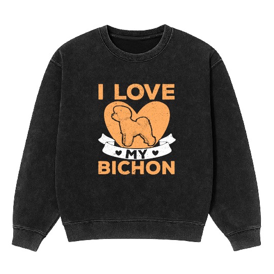 Bichon Frise Dog Lover Dog Breeder Puppy Paw Love Mineral Wash Sweatshirts