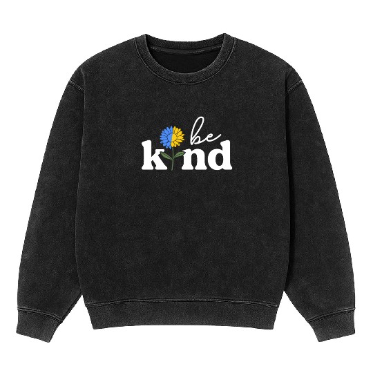 Be Kind Yellow Blue Sunflower World Down Syndrome Mineral Wash Sweatshirts