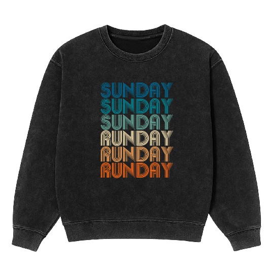 Sunday Runday Vintage Retro Fitness Training Mineral Wash Sweatshirts