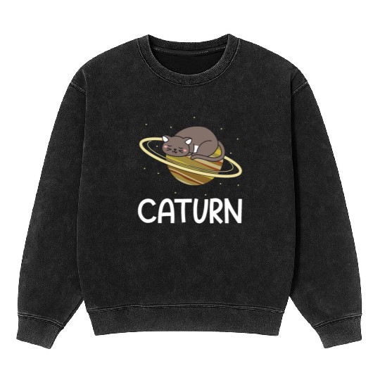 Caturn Cat Owner Saturn Astronomer Astronomy Mineral Wash Sweatshirts