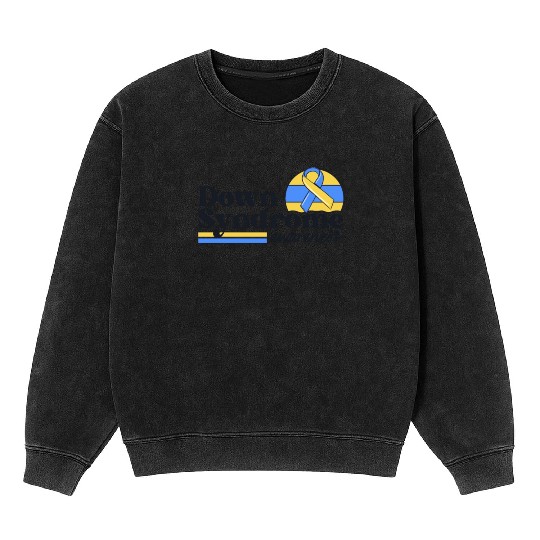 Down Syndrome Awareness Retro Sunset Yellow Blue Mineral Wash Sweatshirts