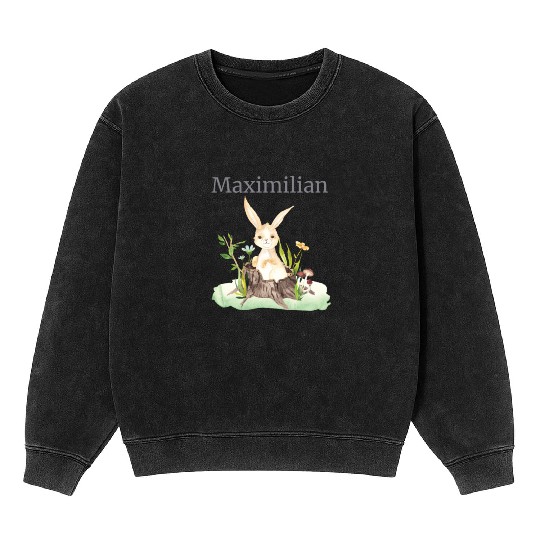 Waldtier Reh Hase Hedgehog Flowers Name Maximilian Mineral Wash Sweatshirts