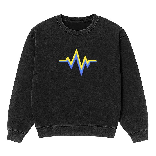 Yellow Blue Heartbeat World Down Syndrome Mineral Wash Sweatshirts