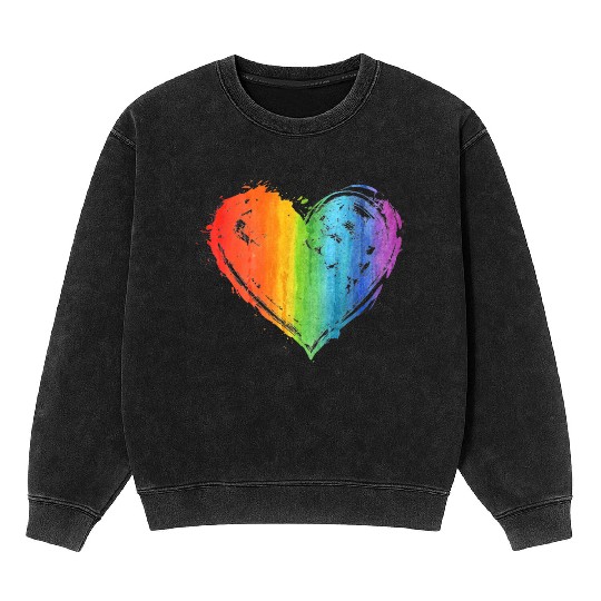 LGBT Gay Lesbian Pride Month Heart Flag LGBT Mineral Wash Sweatshirts