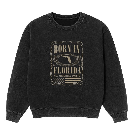 Vintage America US States Born Florida Mineral Wash Sweatshirts