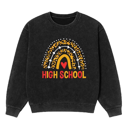 Back To School Leopard High School Rainbow Mineral Wash Sweatshirts