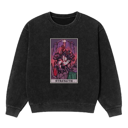 Strength Tarot Card Halloween Cerberus Greek Mytho Mineral Wash Sweatshirts