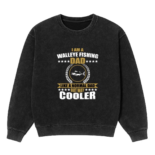 Walleye Fishing Dad For Men Mineral Wash Sweatshirts