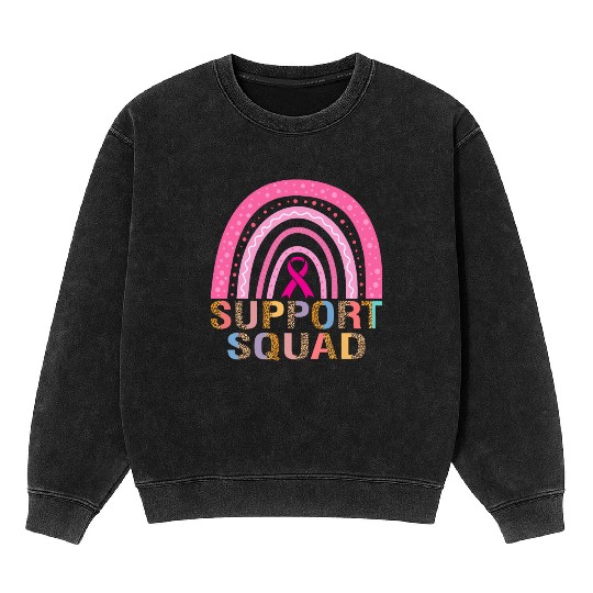Support Squad Leopard Pink Warrior Breast Cancer Mineral Wash Sweatshirts