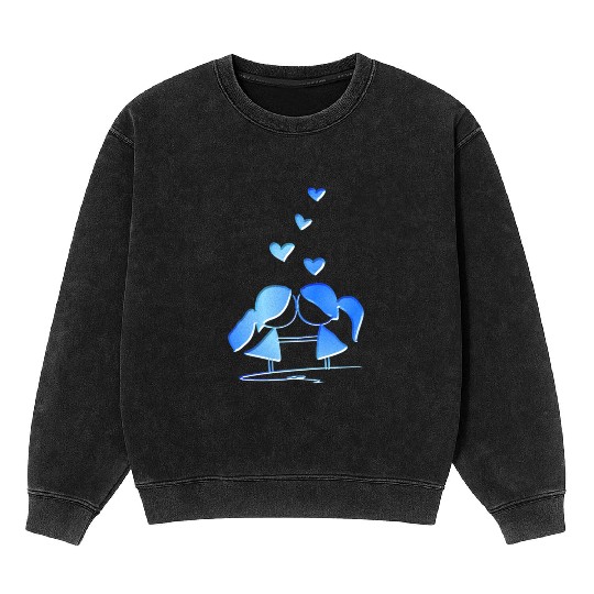 Loving couple lesbian blue glitter love Mineral Wash Sweatshirts