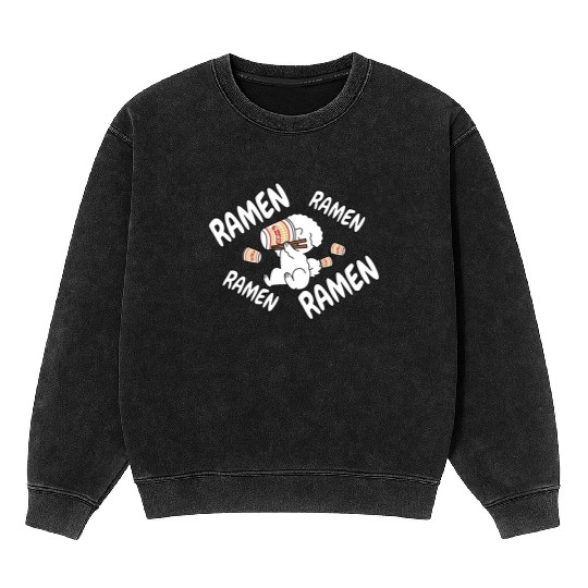 Bichon Frise Instant Ramen Noodles Mineral Wash Sweatshirts