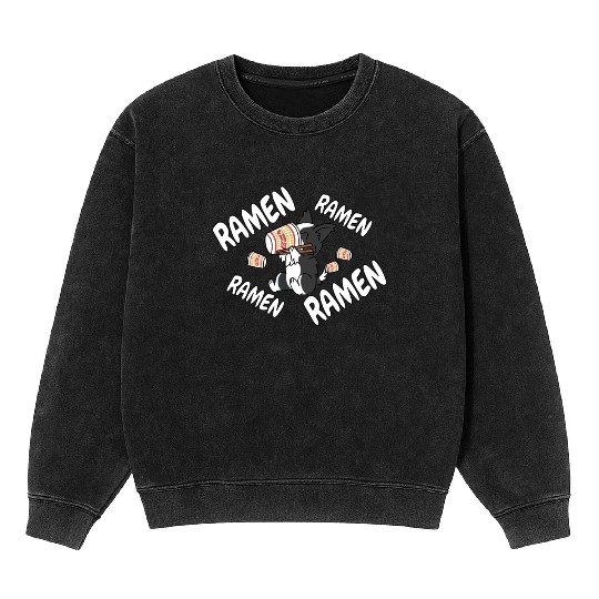 Border Collie Instant Ramen Noodles Mineral Wash Sweatshirts
