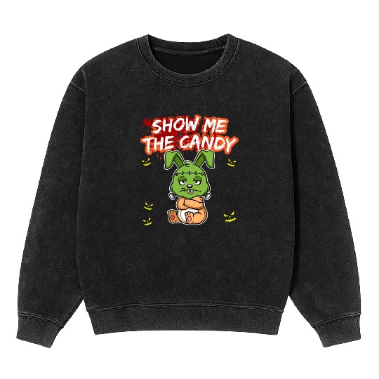 Show Me The Candy Halloween Costume Trick Or Treat Mineral Wash Sweatshirts