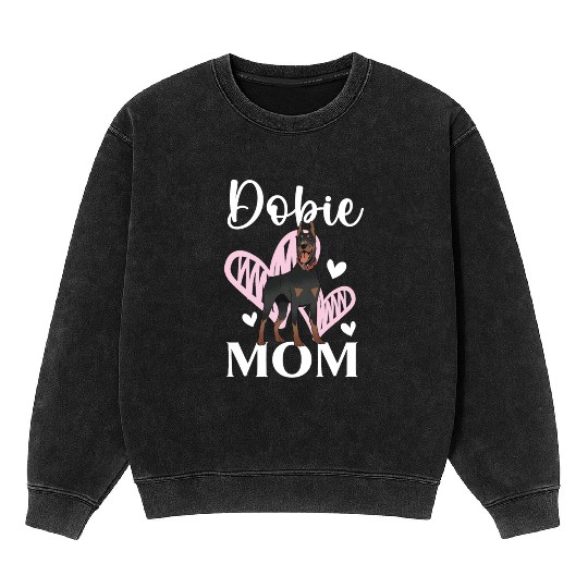 Dobie Mom Paw Love Doberman Owner Dog Mothers Day Mineral Wash Sweatshirts