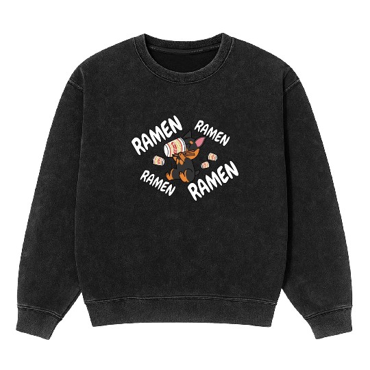 Doberman Instant Ramen Noodles Mineral Wash Sweatshirts