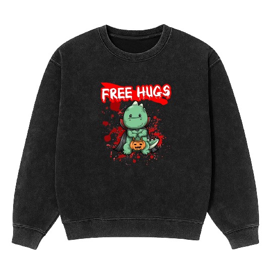Free Hugs Halloween Sarcasm Scary Creepy Costume Mineral Wash Sweatshirts
