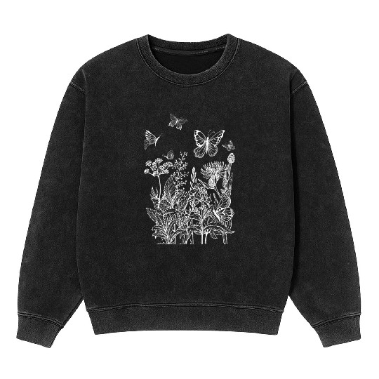 Wildflower Butterfly Women Flower Gardening Mineral Wash Sweatshirts