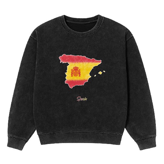 Stylized Spain Map Mineral Wash Sweatshirts