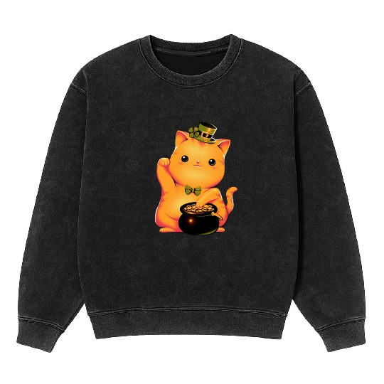 cat Irish Lucky Cat Mineral Wash Sweatshirts