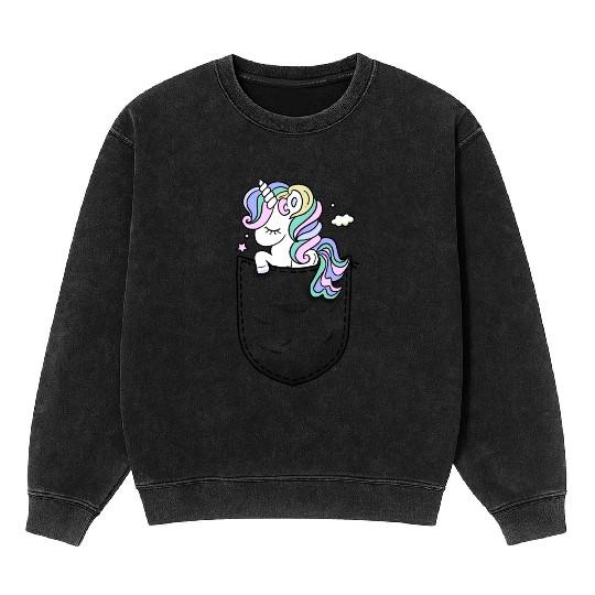 Unicorn in the pocket Mineral Wash Sweatshirts