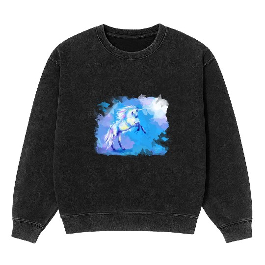Unicorn Dream fantasy animal painting Mineral Wash Sweatshirts