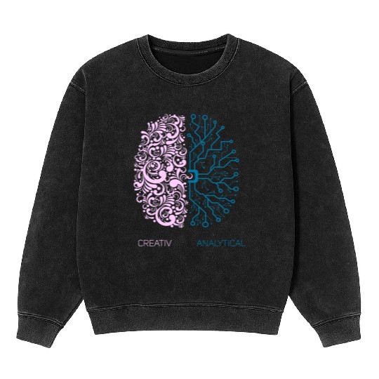 brain creativ nerd geek school genius analytic pc Mineral Wash Sweatshirts