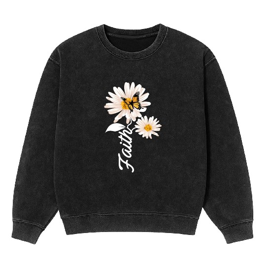 Christian Gardener Butterfly Faith Daisy Mineral Wash Sweatshirts