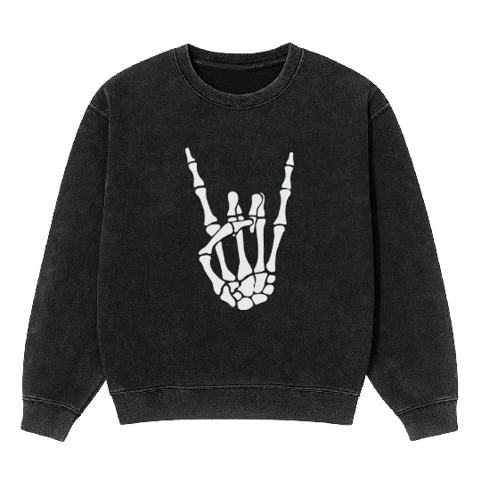 Happy Halloween Skeleton Hand FunnyTrick or treat Mineral Wash Sweatshirts
