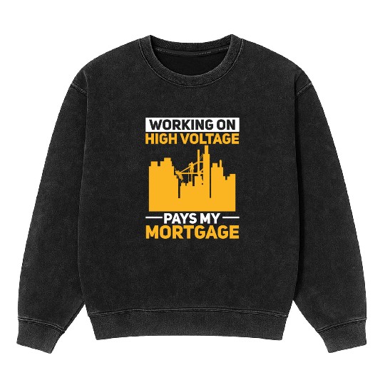 Electrician Electrical Engineer Lineman Mineral Wash Sweatshirts