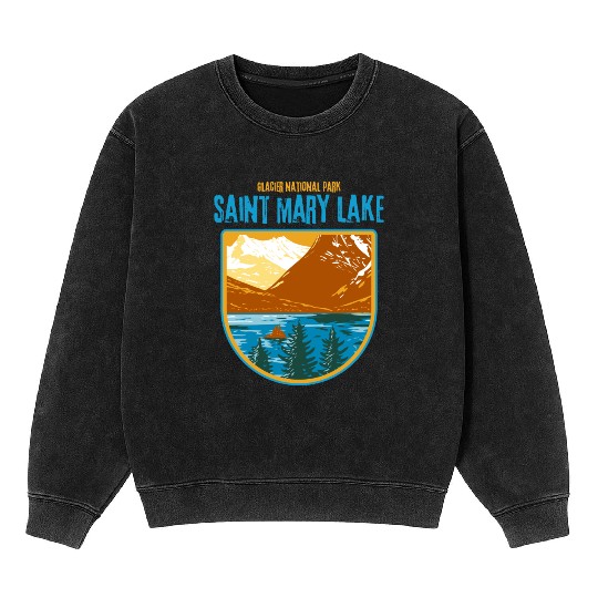 Saint Mary Lake Glacier National Park Mineral Wash Sweatshirts