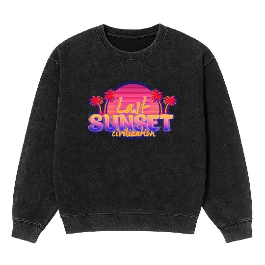 Synthwave/Retrowave/Vaporwave 80s - Sunset Mineral Wash Sweatshirts