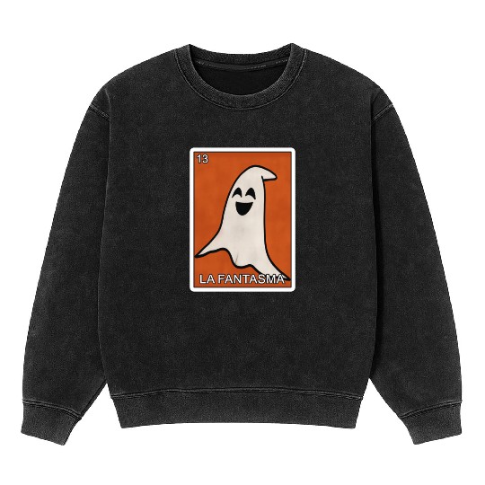 La Fantasma Ghost Card Mexican Lottery Card Mineral Wash Sweatshirts