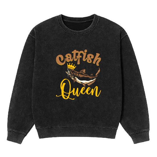 Wels Catfish Design For A Catfish Queen Mineral Wash Sweatshirts