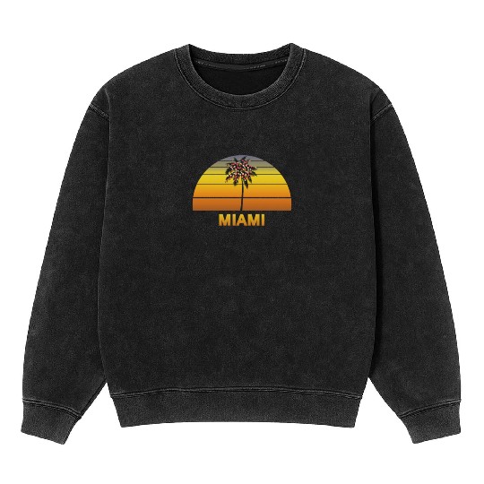 Miami Florida Palm Tree Christmas Lights Family Mineral Wash Sweatshirts