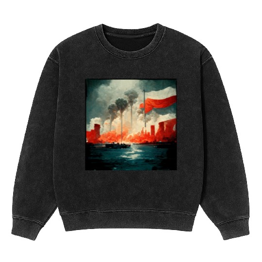 No War Sad Painting Mineral Wash Sweatshirts