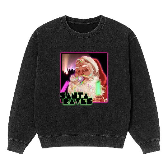 Santa Raves Christmas funny PLUR Raver Saint Nick Mineral Wash Sweatshirts