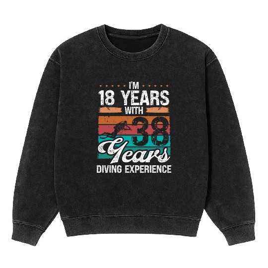 56 Birthday Idea Scuba Diving 56 Year Old Diver Mineral Wash Sweatshirts