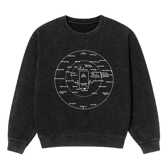 CRICKET PITCH POSITIONS Fielding Positions Diagram Mineral Wash Sweatshirts