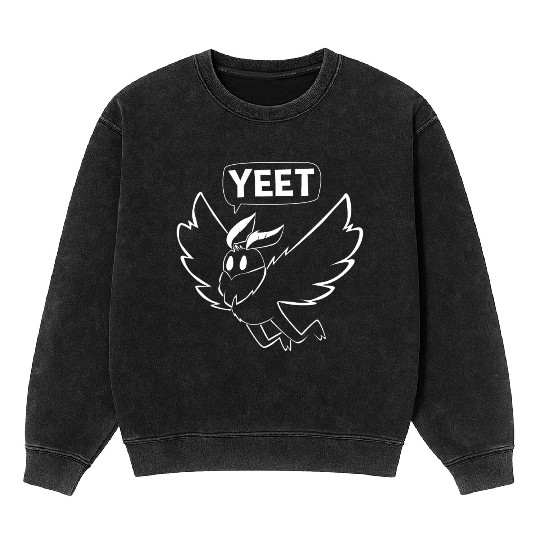 Mothman Yeet Cryptid Lover Funny Mothman Mineral Wash Sweatshirts