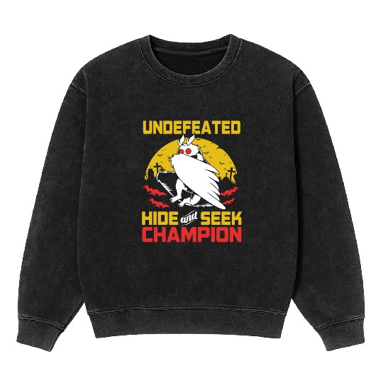 Undefeated Hide And Seek Champion Funny Mothman Mineral Wash Sweatshirts
