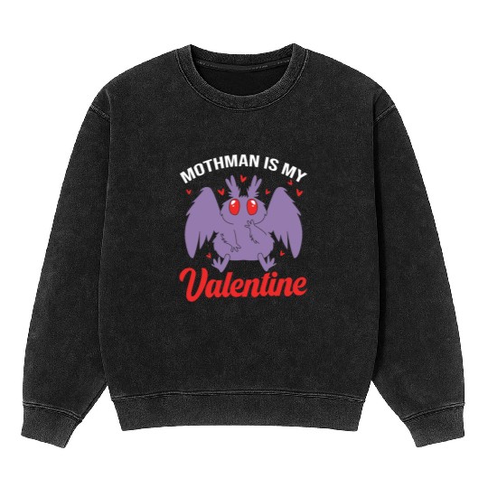 Funny Valentines Day Cryptid Cute Mothman Mineral Wash Sweatshirts