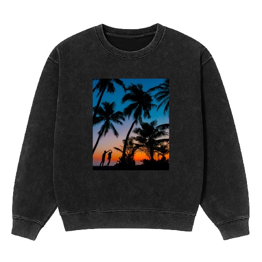 SWEETNESS OF DANCE -SUNSET IMAGE. Mineral Wash Sweatshirts