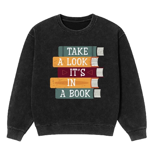 Take A Look It's A Book Retro Rainbow Reading Mineral Wash Sweatshirts