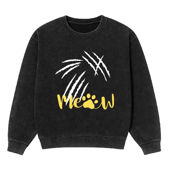 meow cat scratch Mineral Wash Sweatshirts