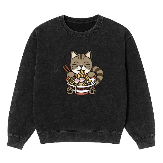 Exotic Shorthair Cat Ramen Noodles Mineral Wash Sweatshirts