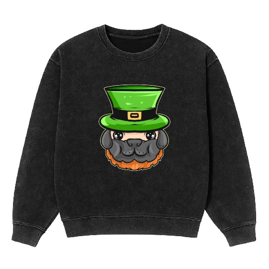 Kawaii Pug With Red Beard And Green Hat For St. Mineral Wash Sweatshirts