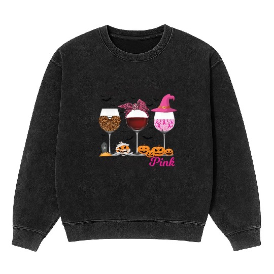 In October We Wear Pink Lovers Halloween Mineral Wash Sweatshirts
